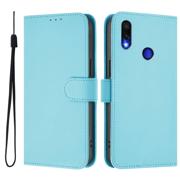 For Redmi Note 7 / 7 Pro / 7S Skin Feel Solid Color Leather Phone Case with Lanyard