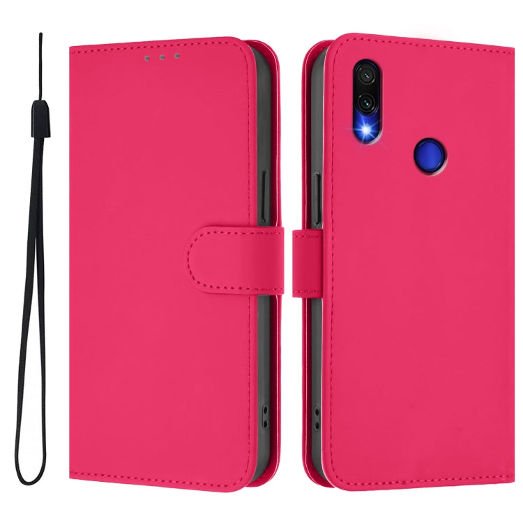 For Redmi Note 7 / 7 Pro / 7S Skin Feel Solid Color Leather Phone Case with Lanyard