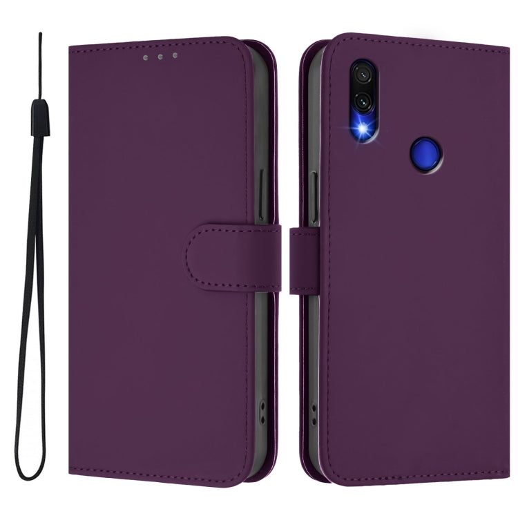For Redmi Note 7 / 7 Pro / 7S Skin Feel Solid Color Leather Phone Case with Lanyard