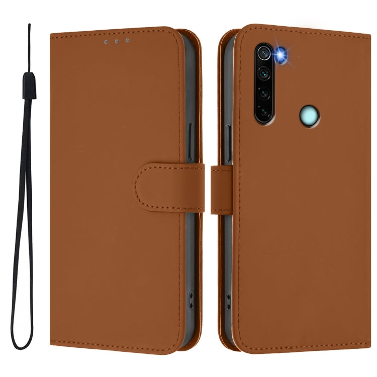 For Redmi Note 8 Skin Feel Solid Color Leather Phone Case with Lanyard