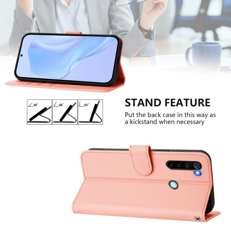 For Redmi Note 8 Skin Feel Solid Color Leather Phone Case with Lanyard