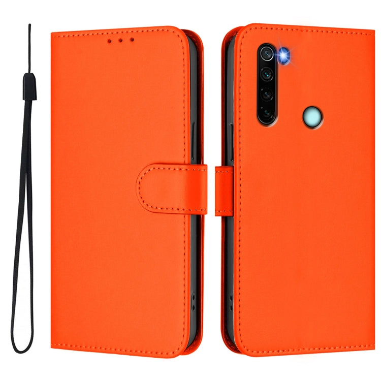 For Redmi Note 8 Skin Feel Solid Color Leather Phone Case with Lanyard