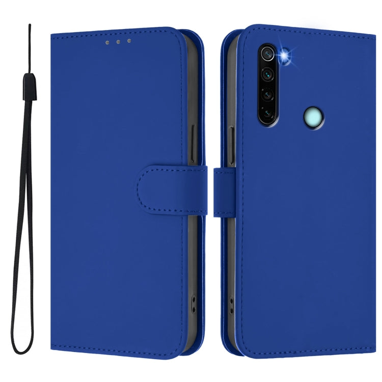 For Redmi Note 8 Skin Feel Solid Color Leather Phone Case with Lanyard