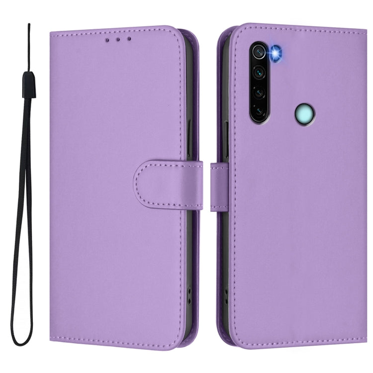 For Redmi Note 8 Skin Feel Solid Color Leather Phone Case with Lanyard