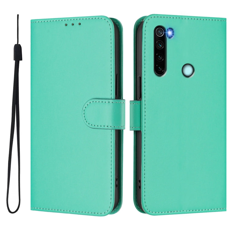 For Redmi Note 8 Skin Feel Solid Color Leather Phone Case with Lanyard