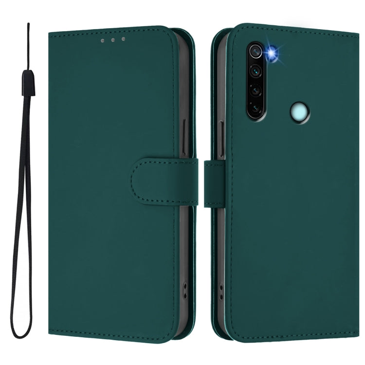 For Redmi Note 8 Skin Feel Solid Color Leather Phone Case with Lanyard