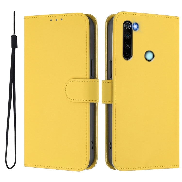 For Redmi Note 8 Skin Feel Solid Color Leather Phone Case with Lanyard