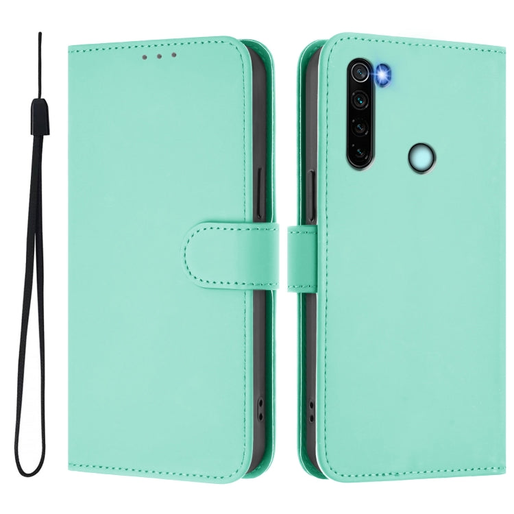 For Redmi Note 8 Skin Feel Solid Color Leather Phone Case with Lanyard