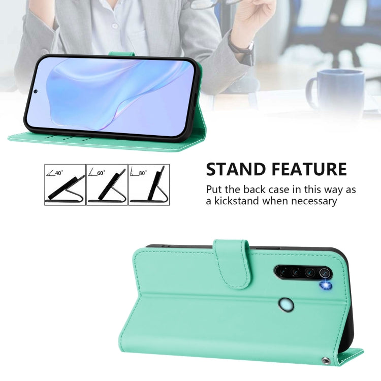 For Redmi Note 8 Skin Feel Solid Color Leather Phone Case with Lanyard