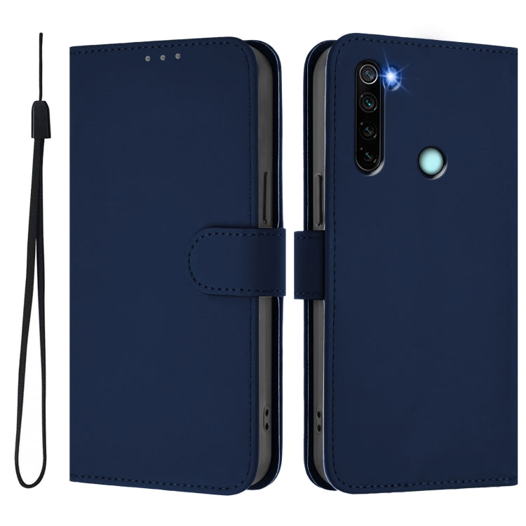 For Redmi Note 8 Skin Feel Solid Color Leather Phone Case with Lanyard