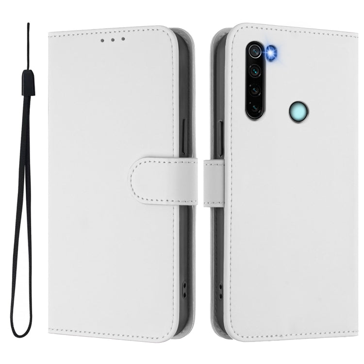 For Redmi Note 8 Skin Feel Solid Color Leather Phone Case with Lanyard