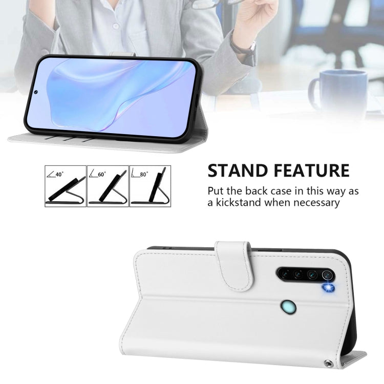 For Redmi Note 8 Skin Feel Solid Color Leather Phone Case with Lanyard