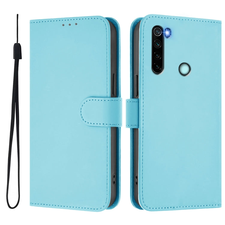 For Redmi Note 8 Skin Feel Solid Color Leather Phone Case with Lanyard