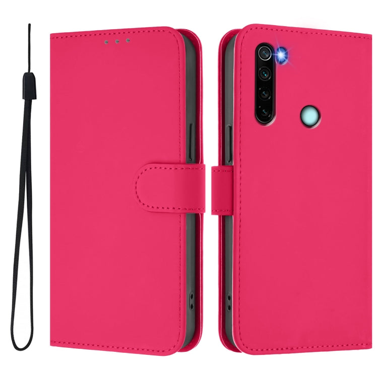 For Redmi Note 8 Skin Feel Solid Color Leather Phone Case with Lanyard