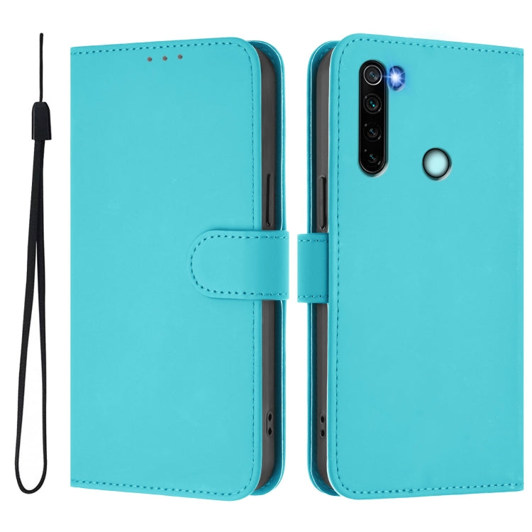 For Redmi Note 8 Skin Feel Solid Color Leather Phone Case with Lanyard