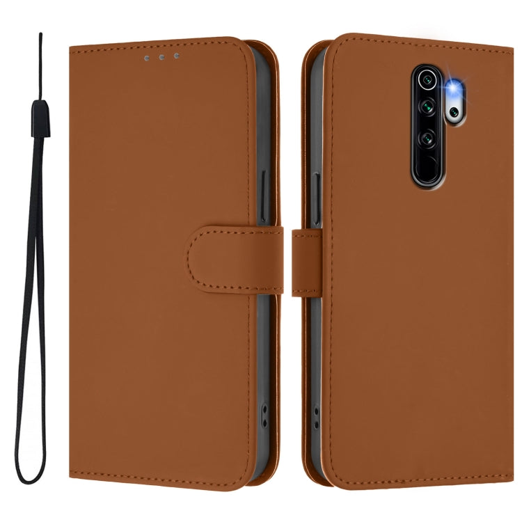 For Redmi Note 8 Pro Skin Feel Solid Color Leather Phone Case with Lanyard