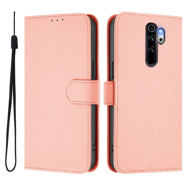 For Redmi Note 8 Pro Skin Feel Solid Color Leather Phone Case with Lanyard