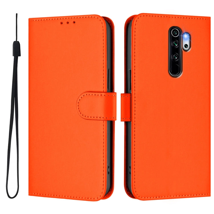 For Redmi Note 8 Pro Skin Feel Solid Color Leather Phone Case with Lanyard