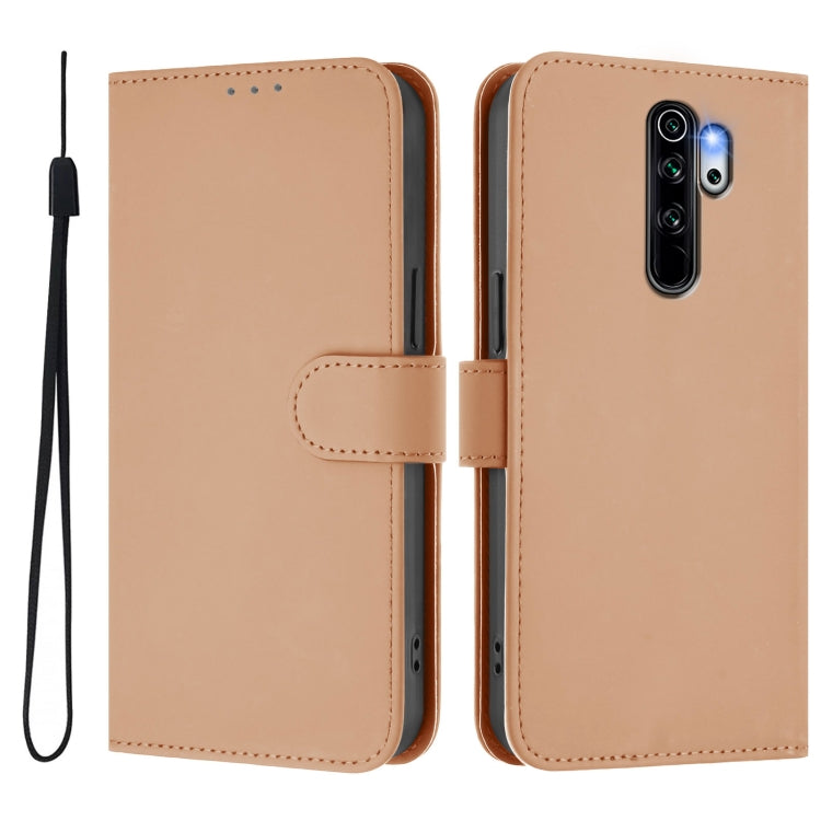 For Redmi Note 8 Pro Skin Feel Solid Color Leather Phone Case with Lanyard