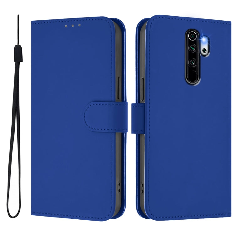 For Redmi Note 8 Pro Skin Feel Solid Color Leather Phone Case with Lanyard