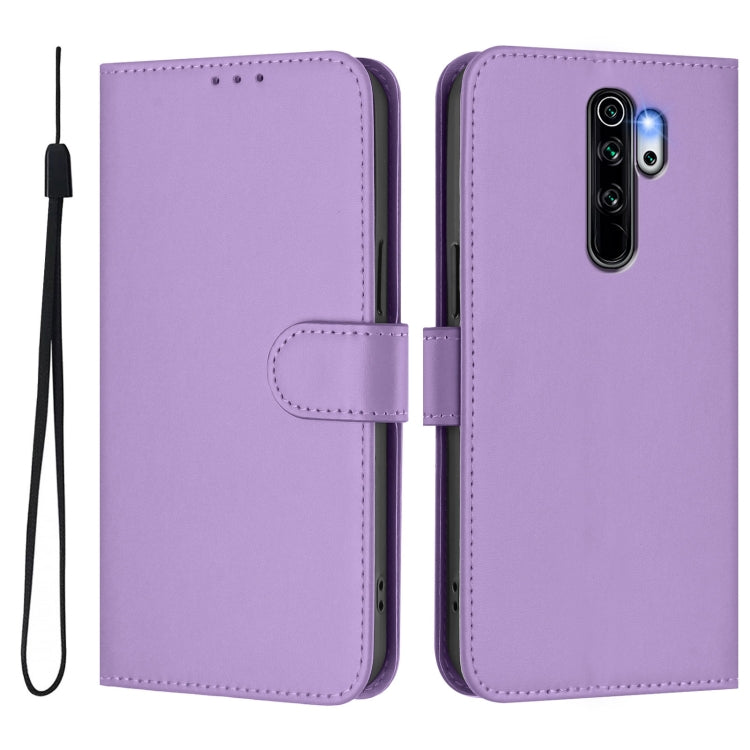 For Redmi Note 8 Pro Skin Feel Solid Color Leather Phone Case with Lanyard