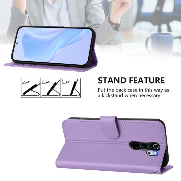 For Redmi Note 8 Pro Skin Feel Solid Color Leather Phone Case with Lanyard