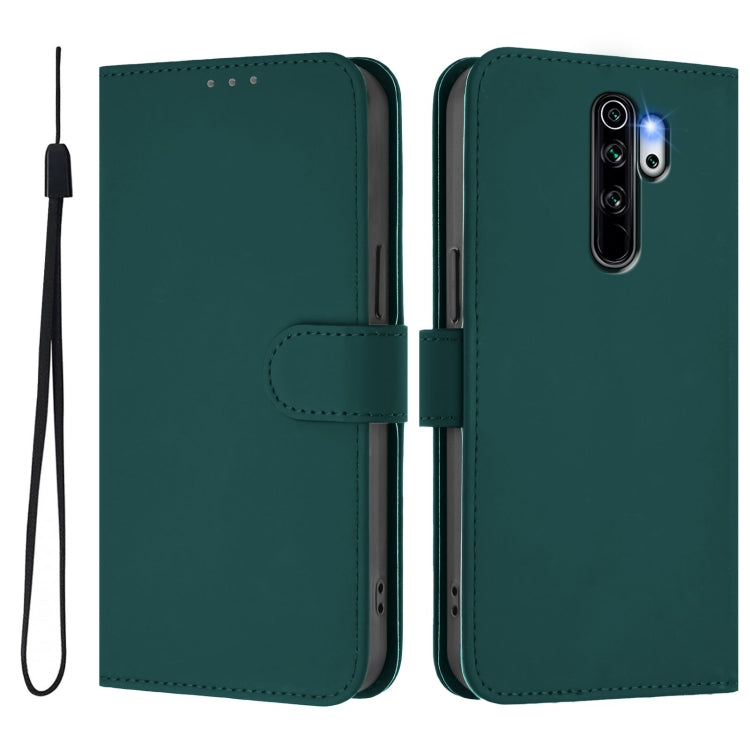 For Redmi Note 8 Pro Skin Feel Solid Color Leather Phone Case with Lanyard