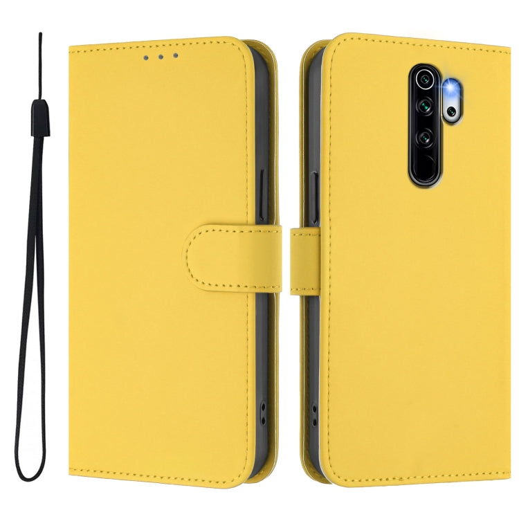For Redmi Note 8 Pro Skin Feel Solid Color Leather Phone Case with Lanyard