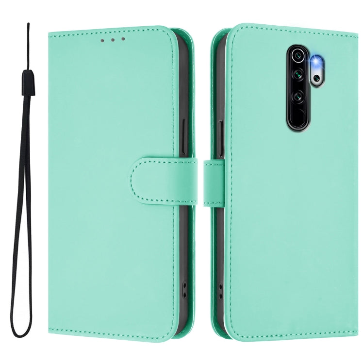 For Redmi Note 8 Pro Skin Feel Solid Color Leather Phone Case with Lanyard
