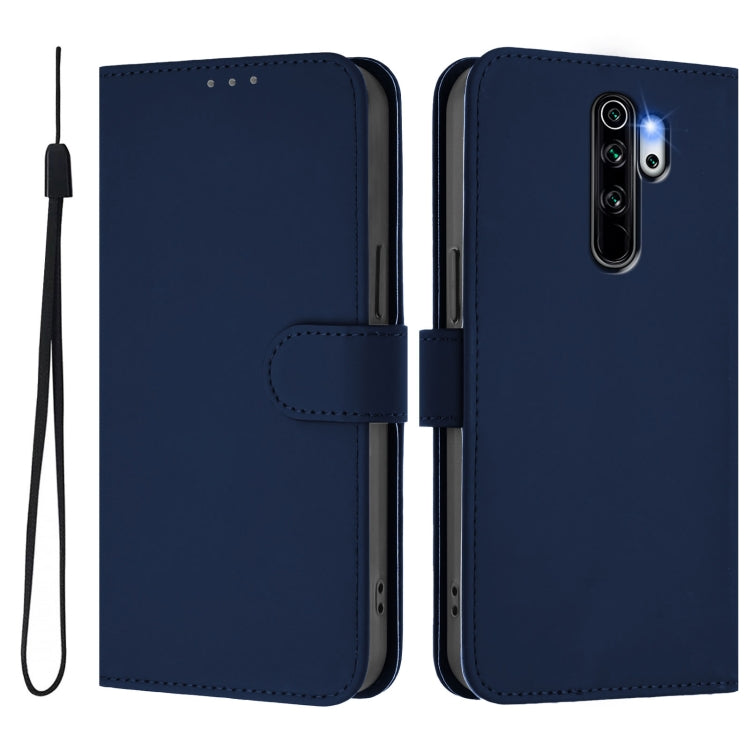 For Redmi Note 8 Pro Skin Feel Solid Color Leather Phone Case with Lanyard