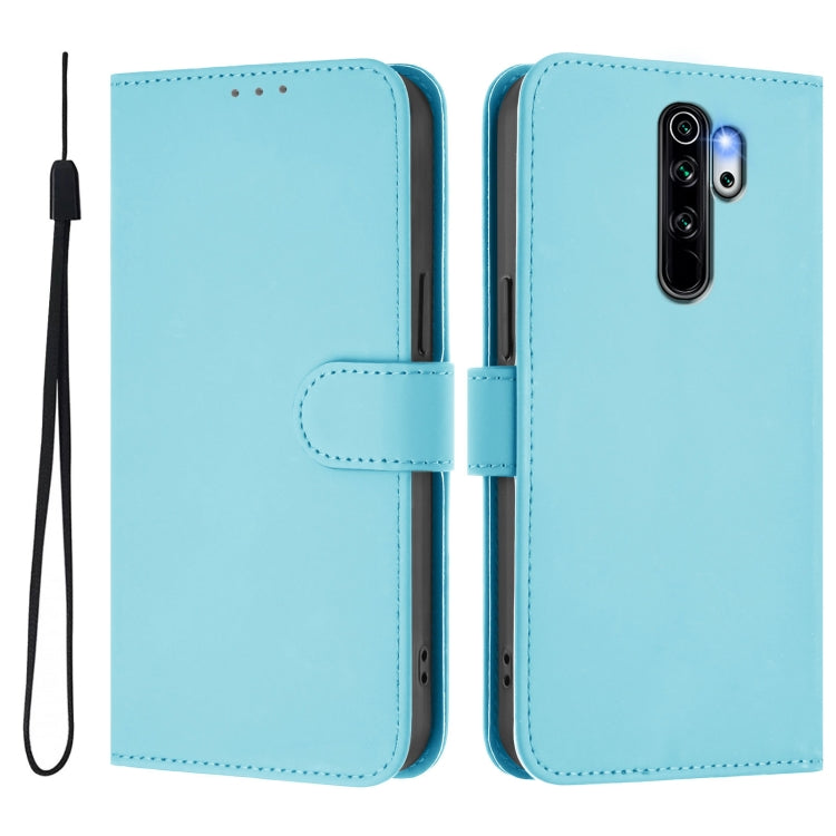 For Redmi Note 8 Pro Skin Feel Solid Color Leather Phone Case with Lanyard