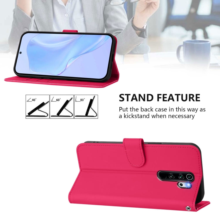 For Redmi Note 8 Pro Skin Feel Solid Color Leather Phone Case with Lanyard