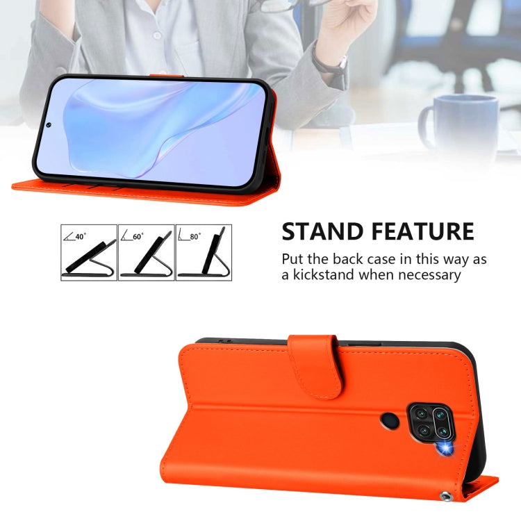 For Redmi Note 9 4G Global / 10X 4G Skin Feel Solid Color Leather Phone Case with Lanyard