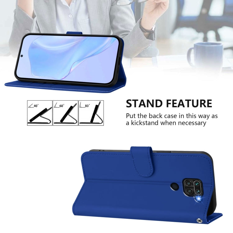 For Redmi Note 9 4G Global / 10X 4G Skin Feel Solid Color Leather Phone Case with Lanyard