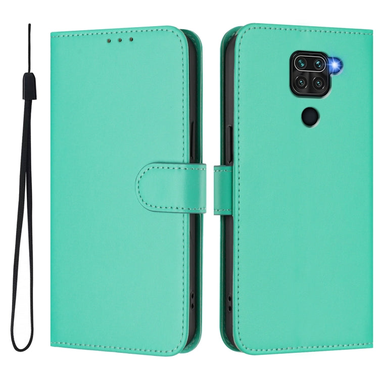 For Redmi Note 9 4G Global / 10X 4G Skin Feel Solid Color Leather Phone Case with Lanyard