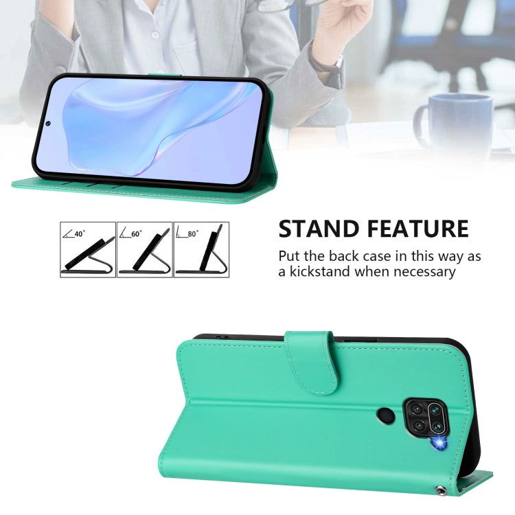 For Redmi Note 9 4G Global / 10X 4G Skin Feel Solid Color Leather Phone Case with Lanyard