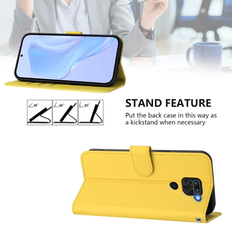 For Redmi Note 9 4G Global / 10X 4G Skin Feel Solid Color Leather Phone Case with Lanyard