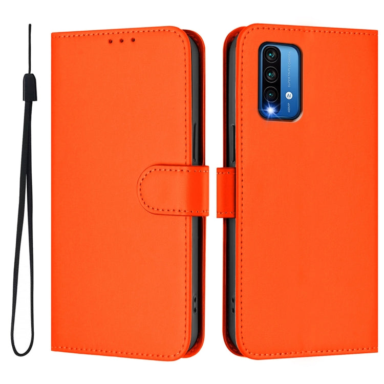 For Redmi 9 Power / 9T Global Skin Feel Solid Color Leather Phone Case with Lanyard