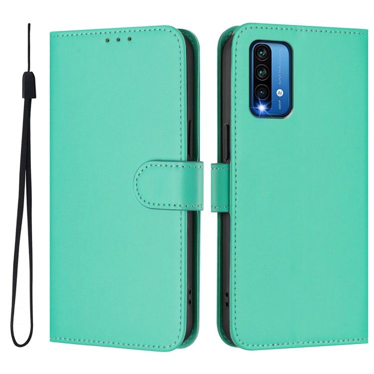 For Redmi 9 Power / 9T Global Skin Feel Solid Color Leather Phone Case with Lanyard