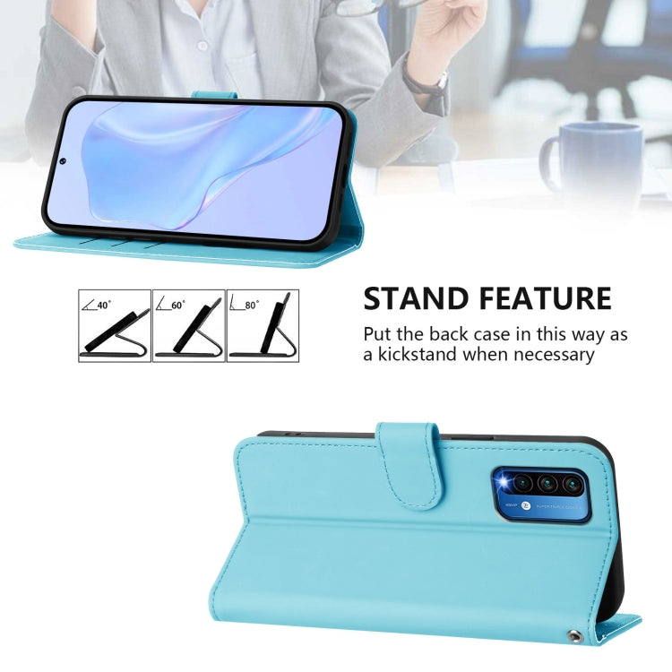 For Redmi 9 Power / 9T Global Skin Feel Solid Color Leather Phone Case with Lanyard