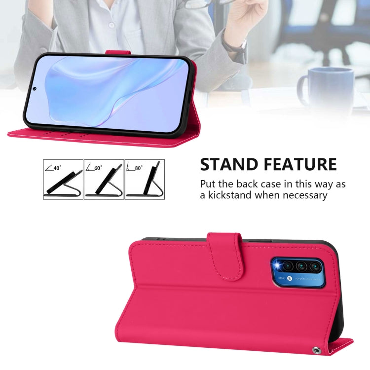 For Redmi 9 Power / 9T Global Skin Feel Solid Color Leather Phone Case with Lanyard