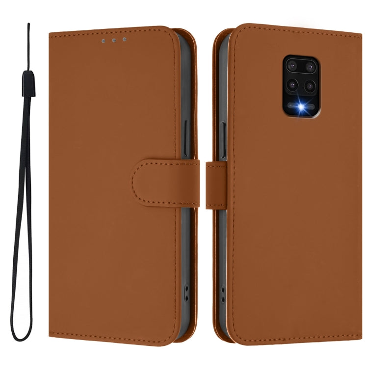 For Redmi Note 9 Pro 4G / 9S 4G Skin Feel Solid Color Leather Phone Case with Lanyard