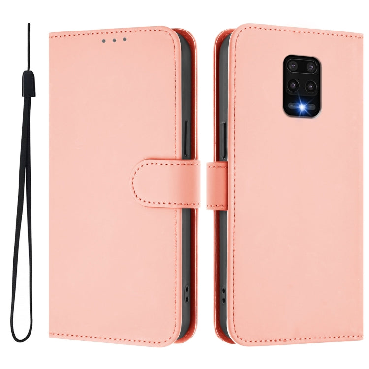 For Redmi Note 9 Pro 4G / 9S 4G Skin Feel Solid Color Leather Phone Case with Lanyard