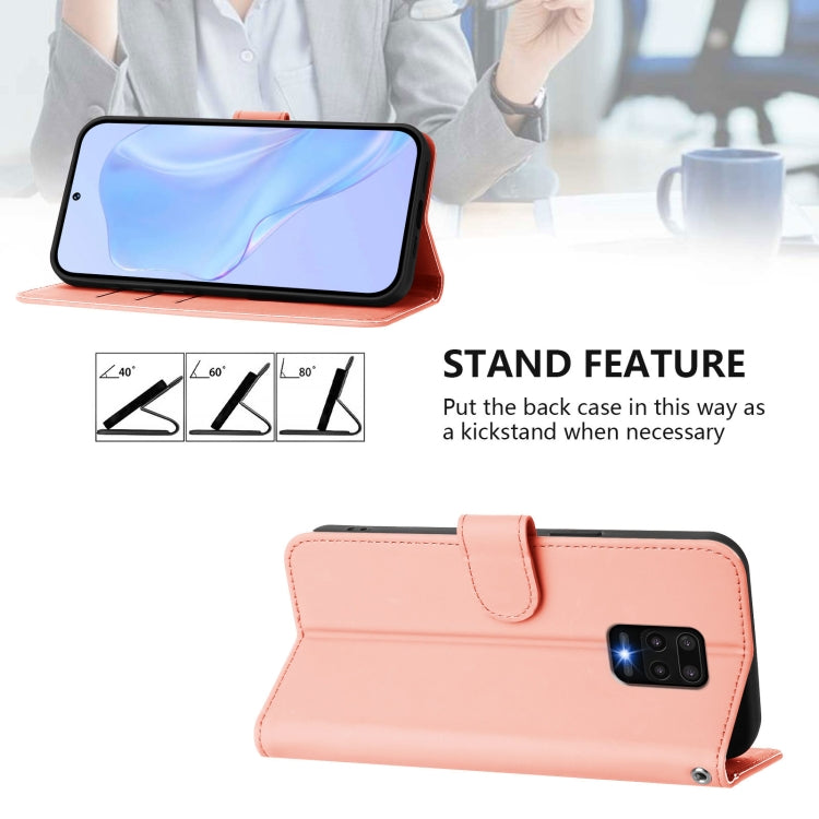 For Redmi Note 9 Pro 4G / 9S 4G Skin Feel Solid Color Leather Phone Case with Lanyard