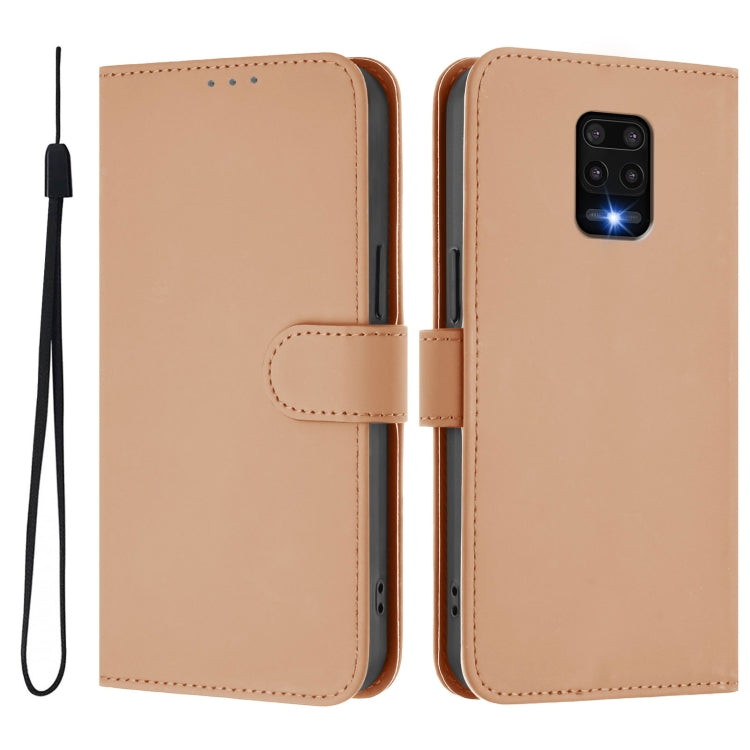 For Redmi Note 9 Pro 4G / 9S 4G Skin Feel Solid Color Leather Phone Case with Lanyard