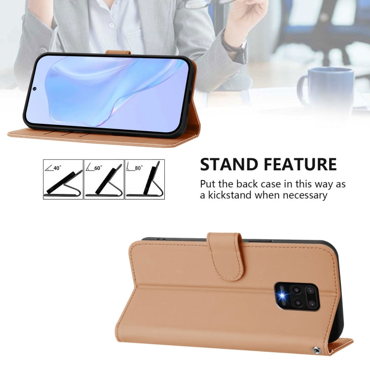 For Redmi Note 9 Pro 4G / 9S 4G Skin Feel Solid Color Leather Phone Case with Lanyard