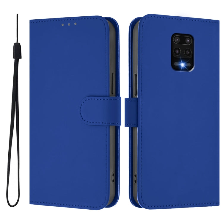 For Redmi Note 9 Pro 4G / 9S 4G Skin Feel Solid Color Leather Phone Case with Lanyard