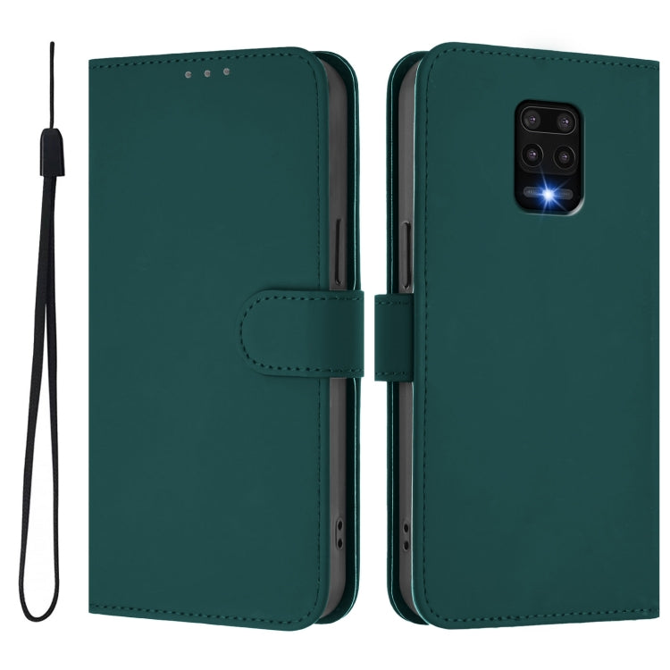 For Redmi Note 9 Pro 4G / 9S 4G Skin Feel Solid Color Leather Phone Case with Lanyard
