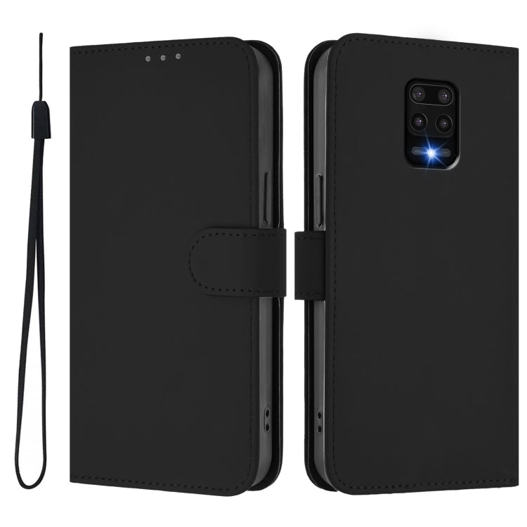 For Redmi Note 9 Pro 4G / 9S 4G Skin Feel Solid Color Leather Phone Case with Lanyard