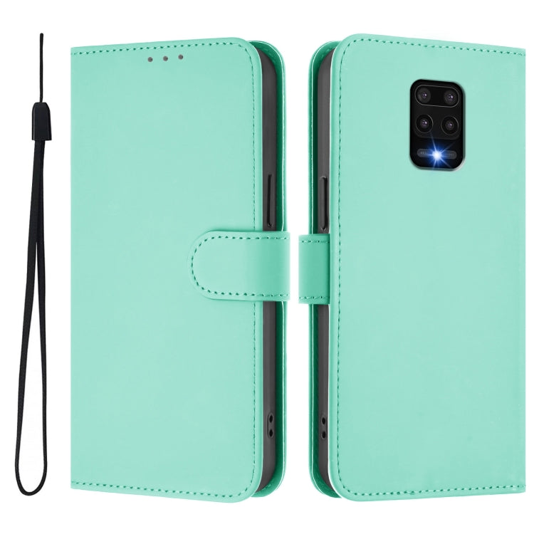 For Redmi Note 9 Pro 4G / 9S 4G Skin Feel Solid Color Leather Phone Case with Lanyard